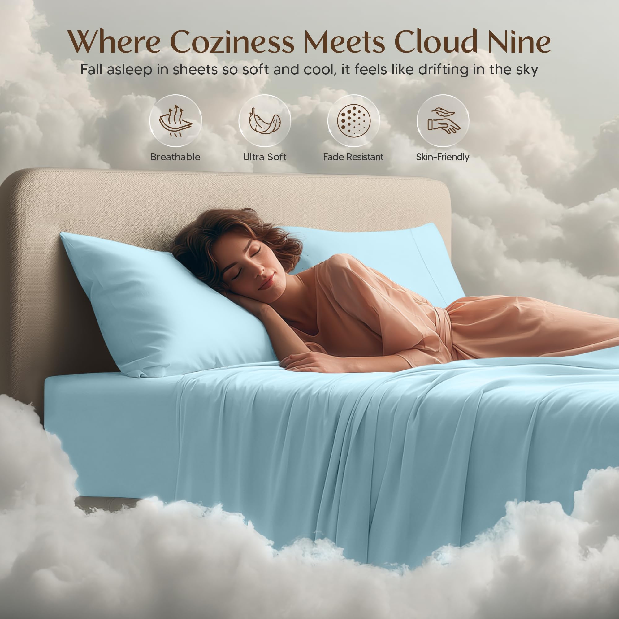 Utopia Bedding ice blue set designed for easy machine washing