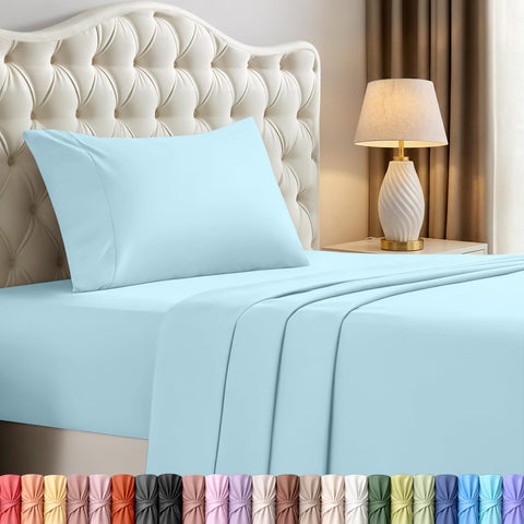Utopia Bedding ice blue flat sheet detail for cooling sleep and comfort