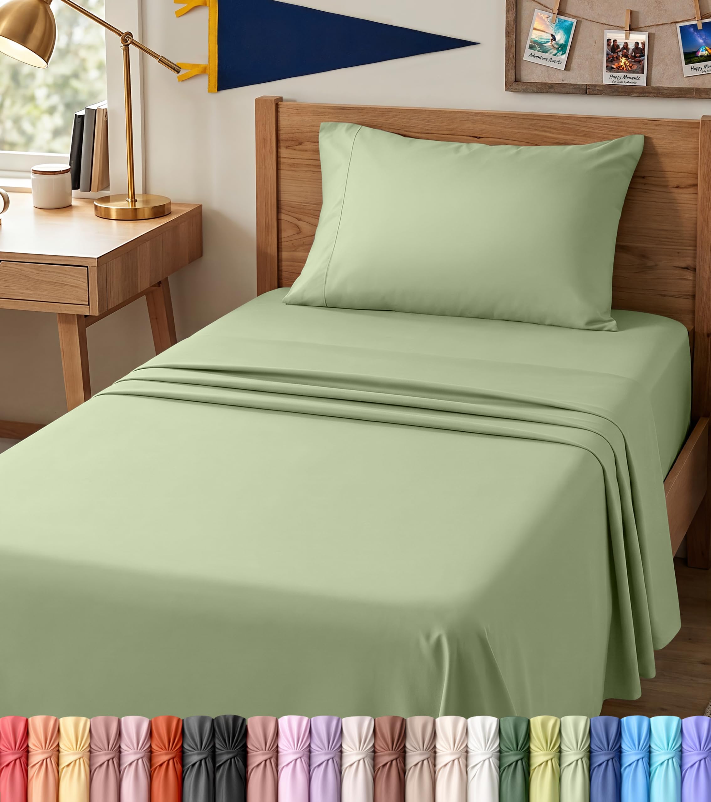 Utopia Bedding twin xl flat sheet 66x102 in sage for breathable, wrinkle-resistant sleep