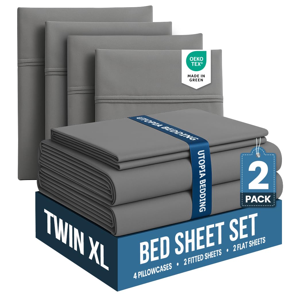 Utopia Bedding Twin XL flat sheet 66x102 offers soft, breathable coverage.
