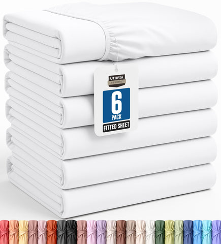 Utopia Bedding Twin XL fitted sheet in white with soft brushed microfiber for cozy dorm sleep.