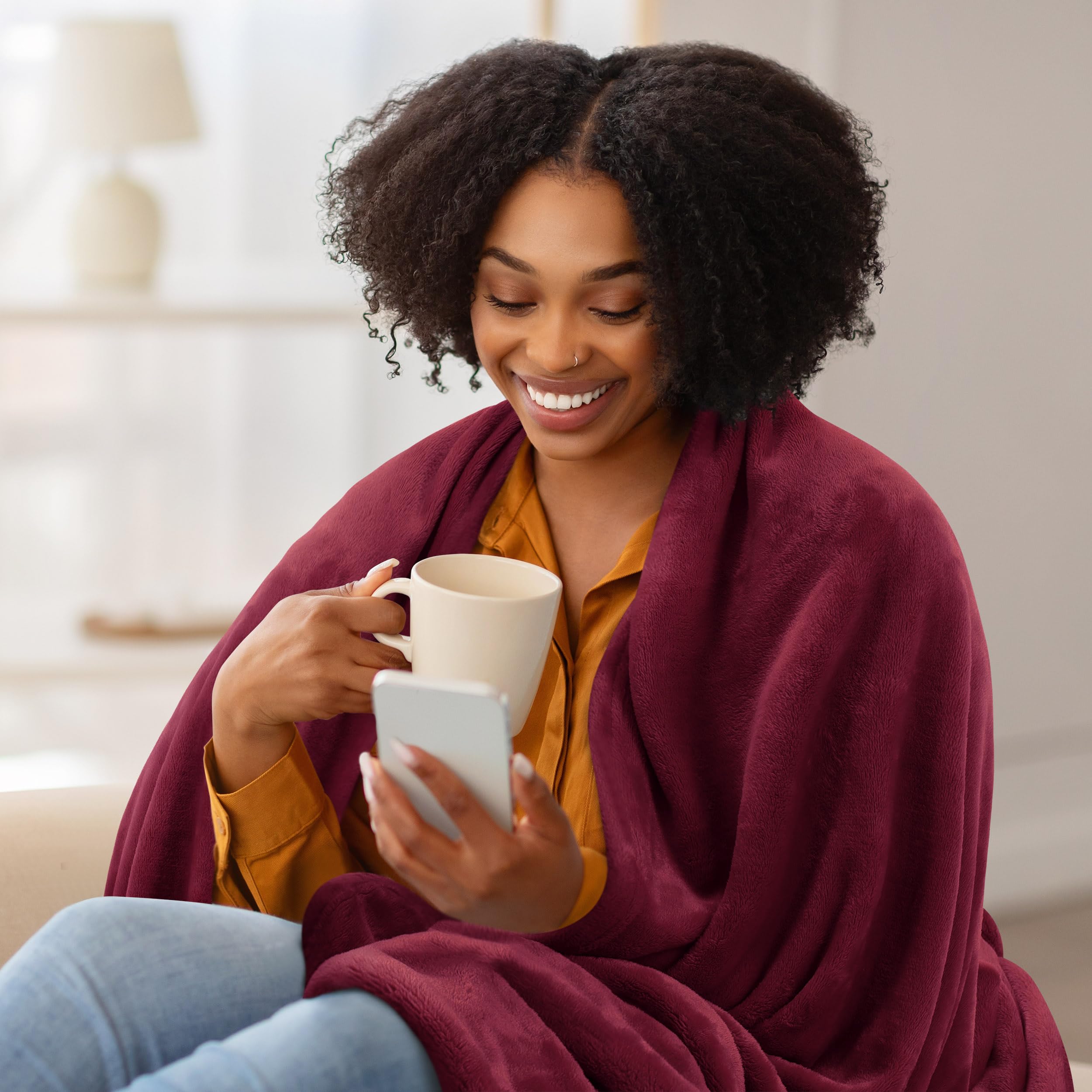 Utopia Bedding two-sided pile blanket highlights plush texture and durability