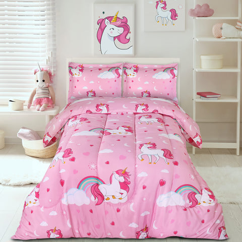 Utopia Bedding unicorn kids comforter set soft microfiber texture delivers lightweight, breathable comfort