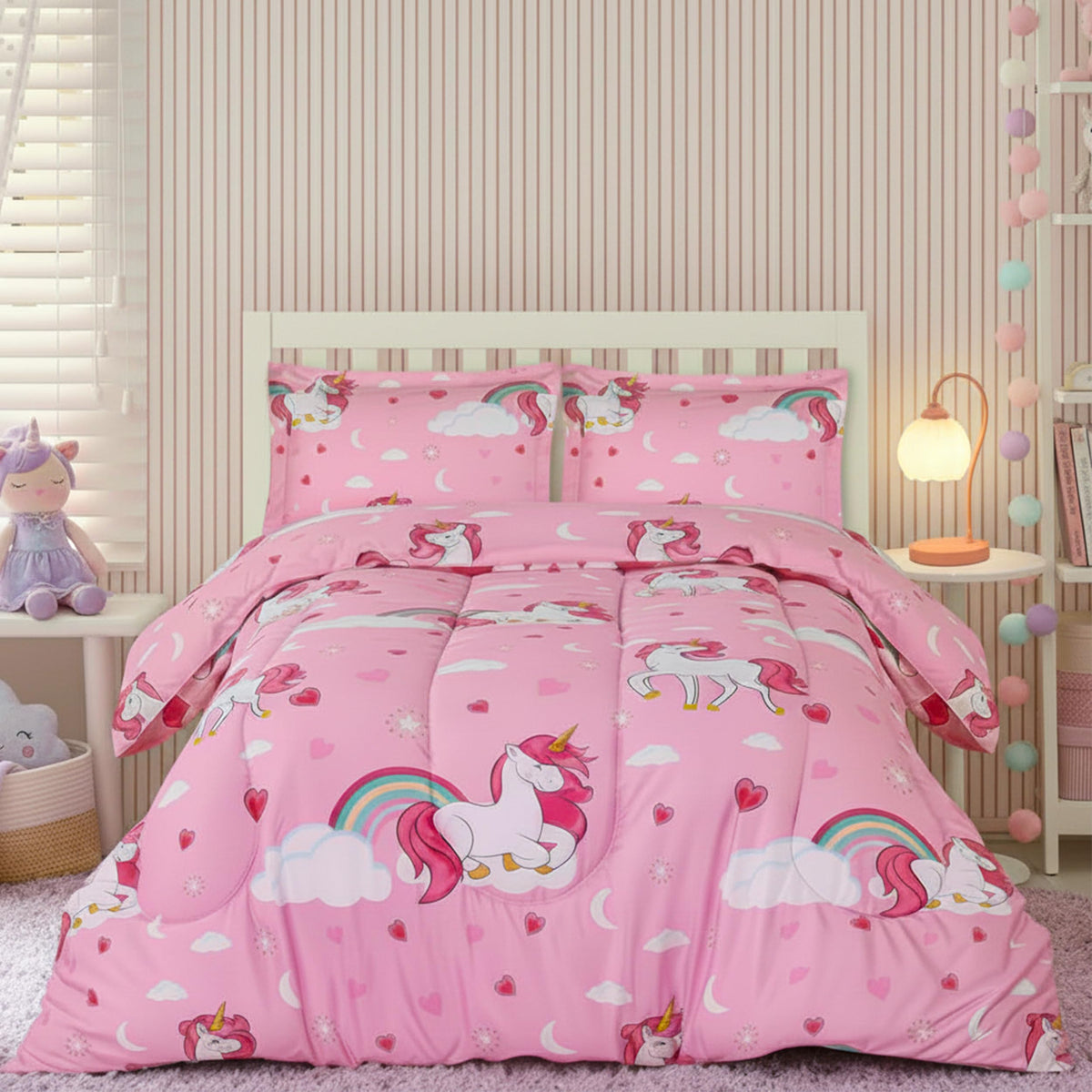 Utopia Bedding unicorn kids comforter set front view with vibrant unicorn print for bedtime fun