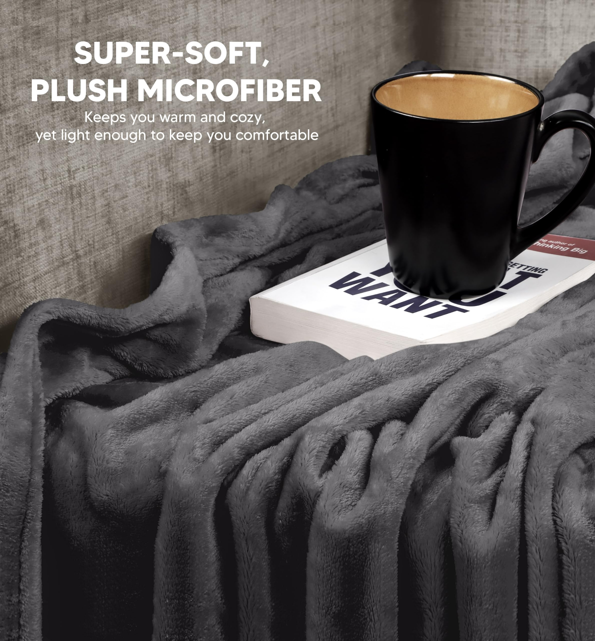 Utopia Bedding versatile blanket on couch and bed for travel comfort.