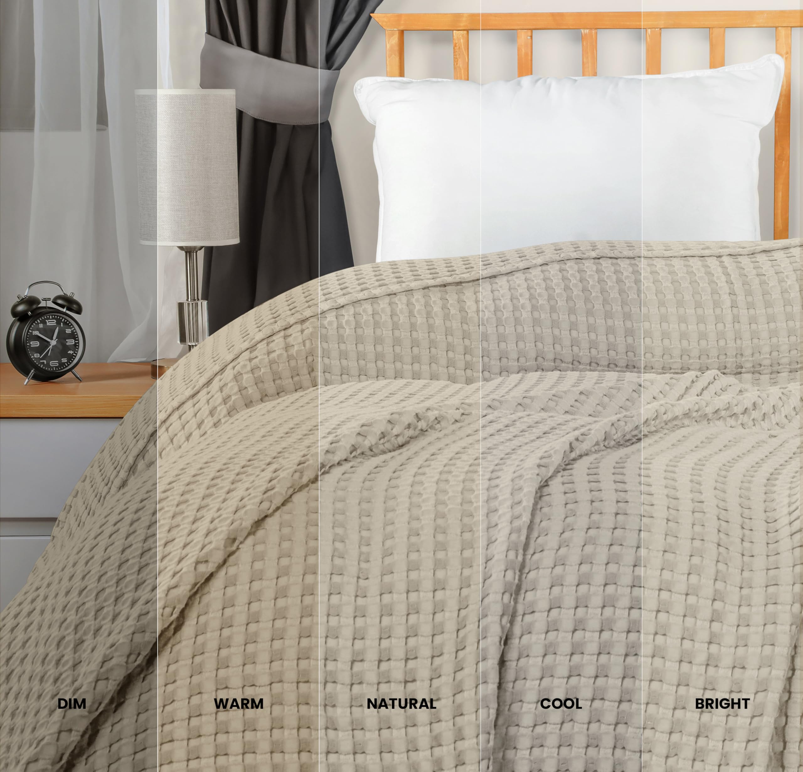 Utopia Bedding waffle blanket spread on bed highlighting breathable comfort.