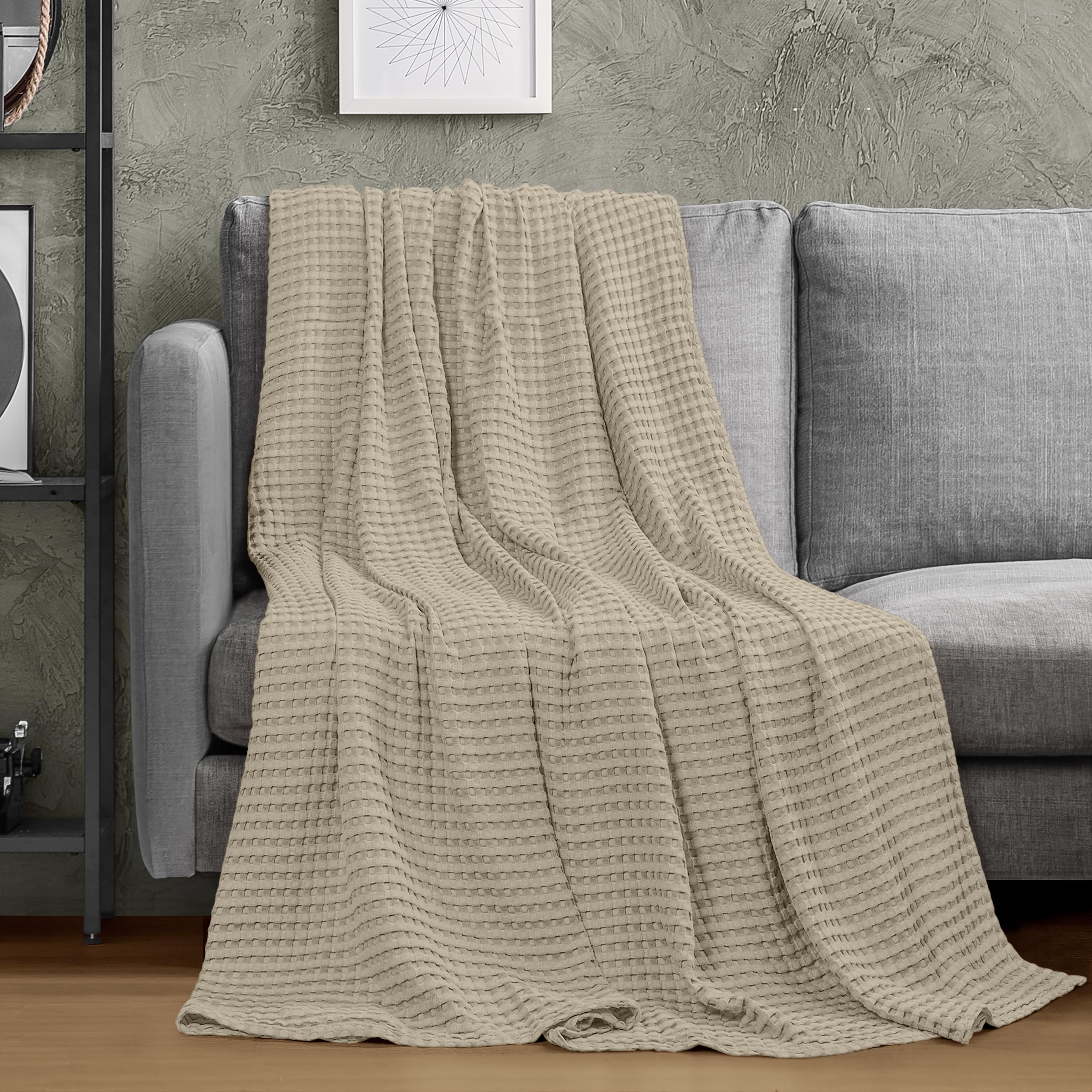 Utopia Bedding waffle blanket edge detail with durable self-binding edging.
