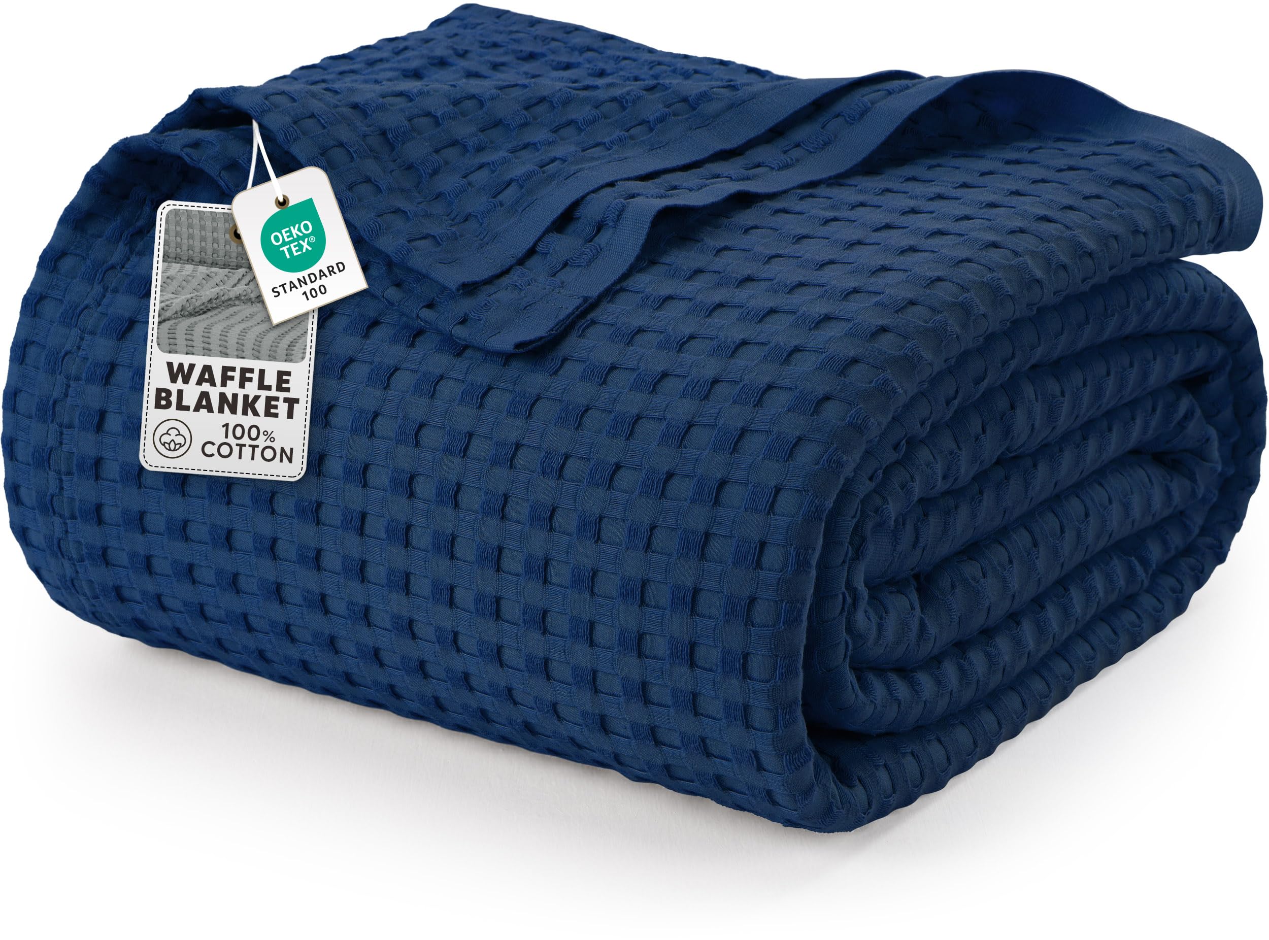 Utopia Bedding waffle blanket texture close-up showing plush yet breathable cotton
