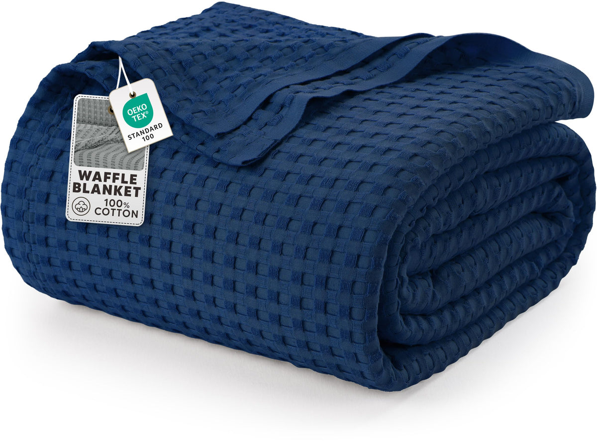 Utopia Bedding waffle blanket texture close-up showing plush yet breathable cotton