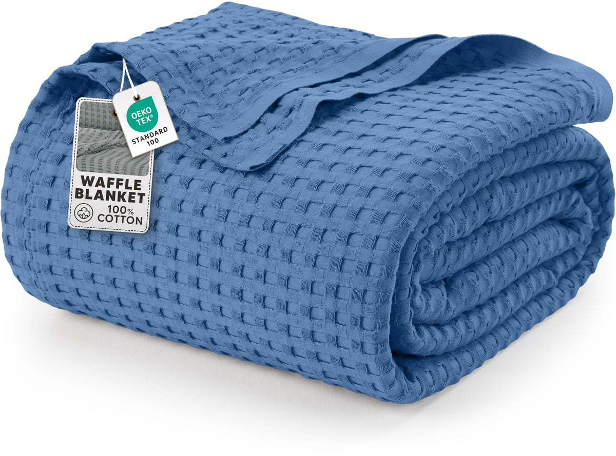 Utopia Bedding waffle cotton blanket texture close-up showing breathable weave
