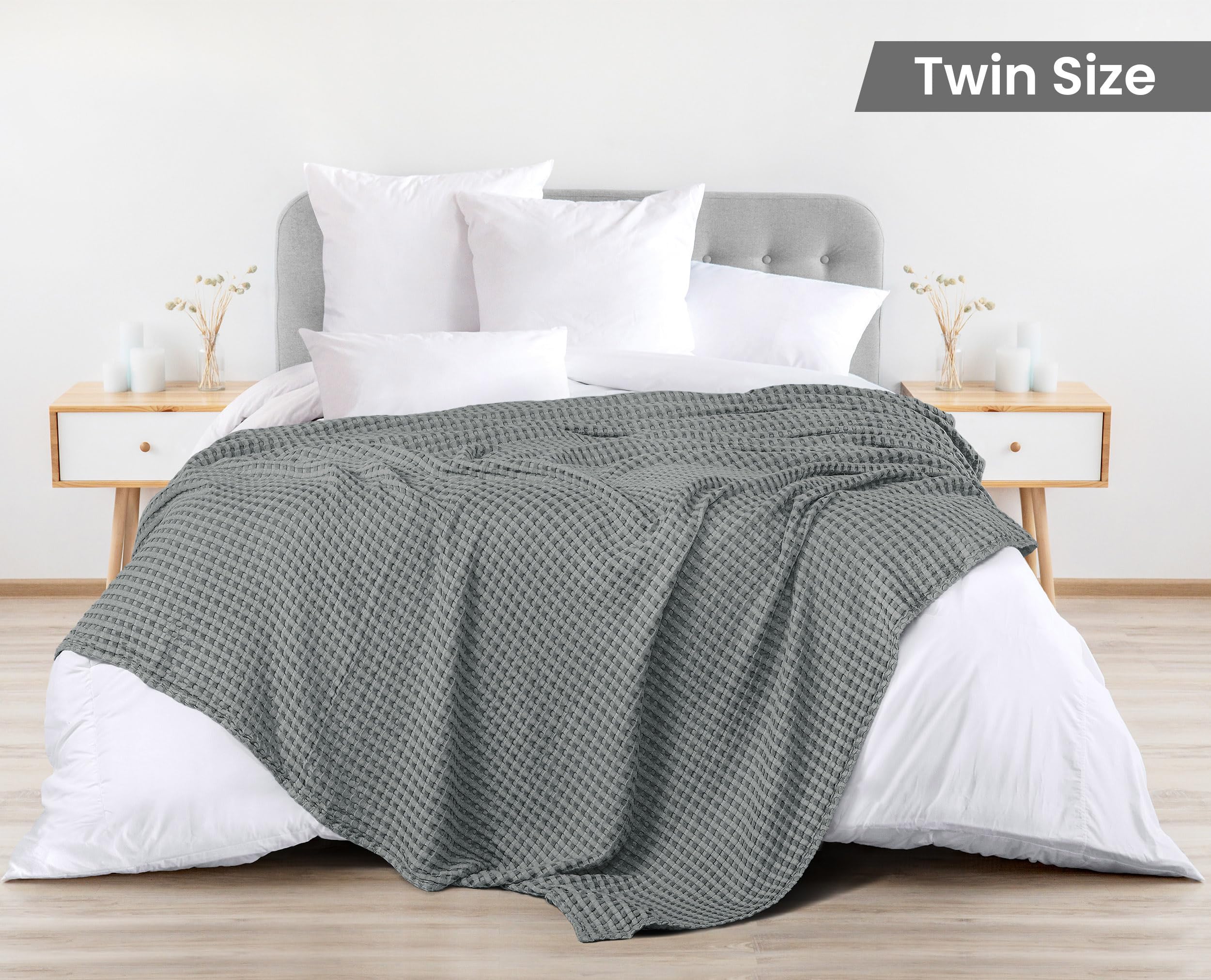 Utopia Bedding waffle blanket texture showing plush yet lightweight feel.