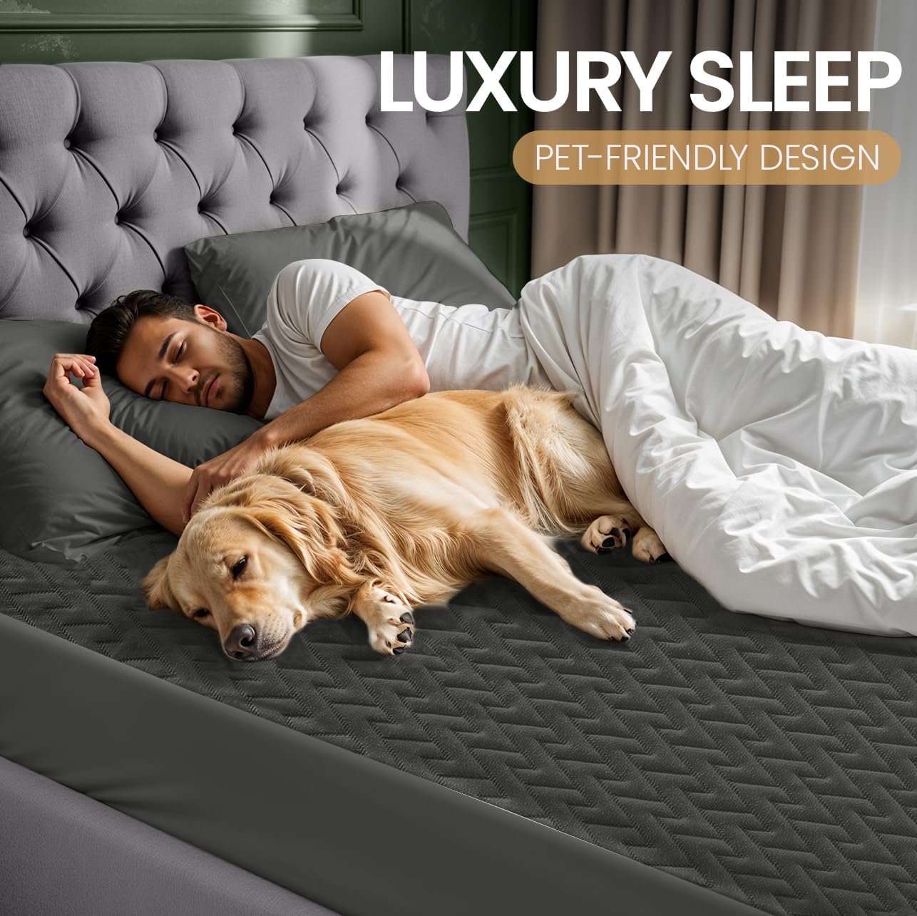 King size 78x80 inches with deep-pocket compatibility in gray.
