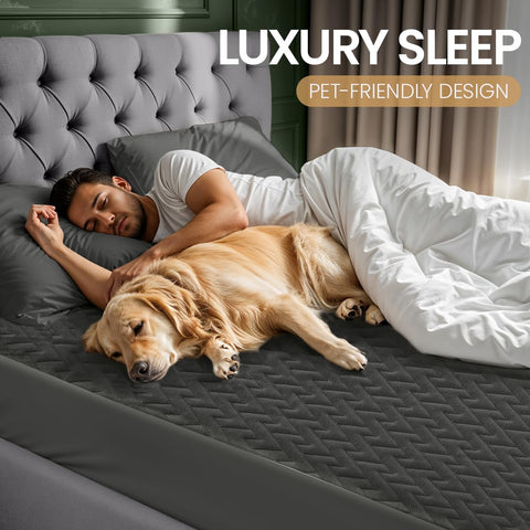 King size 78x80 inches with deep-pocket compatibility in gray.