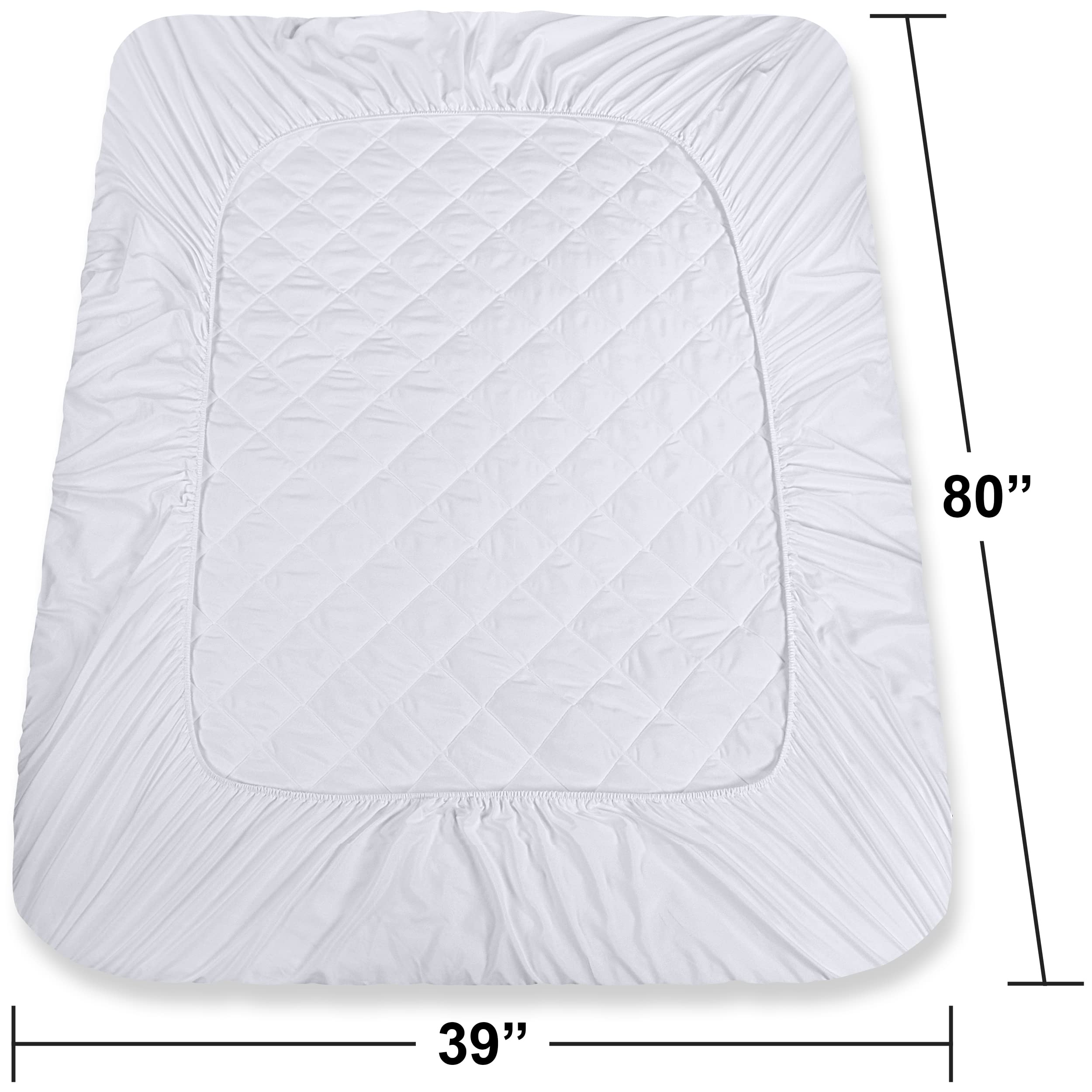 Utopia Bedding white quilted pad close-up emphasizing comfort and protection