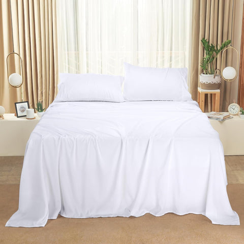 Utopia Bedding white sheets for bedroom create versatile spa feel
