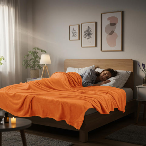 Winter camping scenario with Utopia Bedding blanket for chilly evenings outdoors.