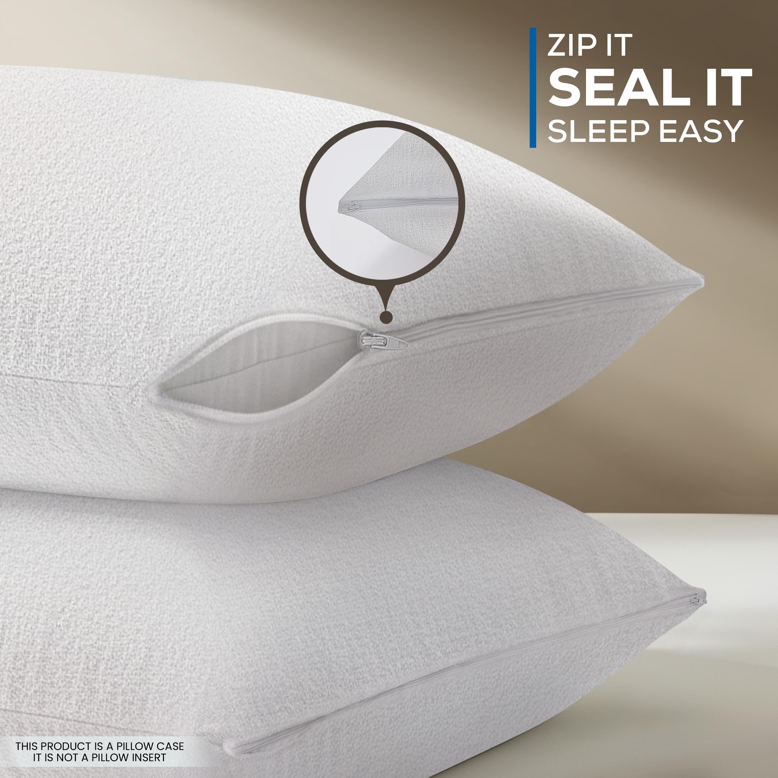 Utopia Bedding zippered enclosure keeps pillows neatly sealed