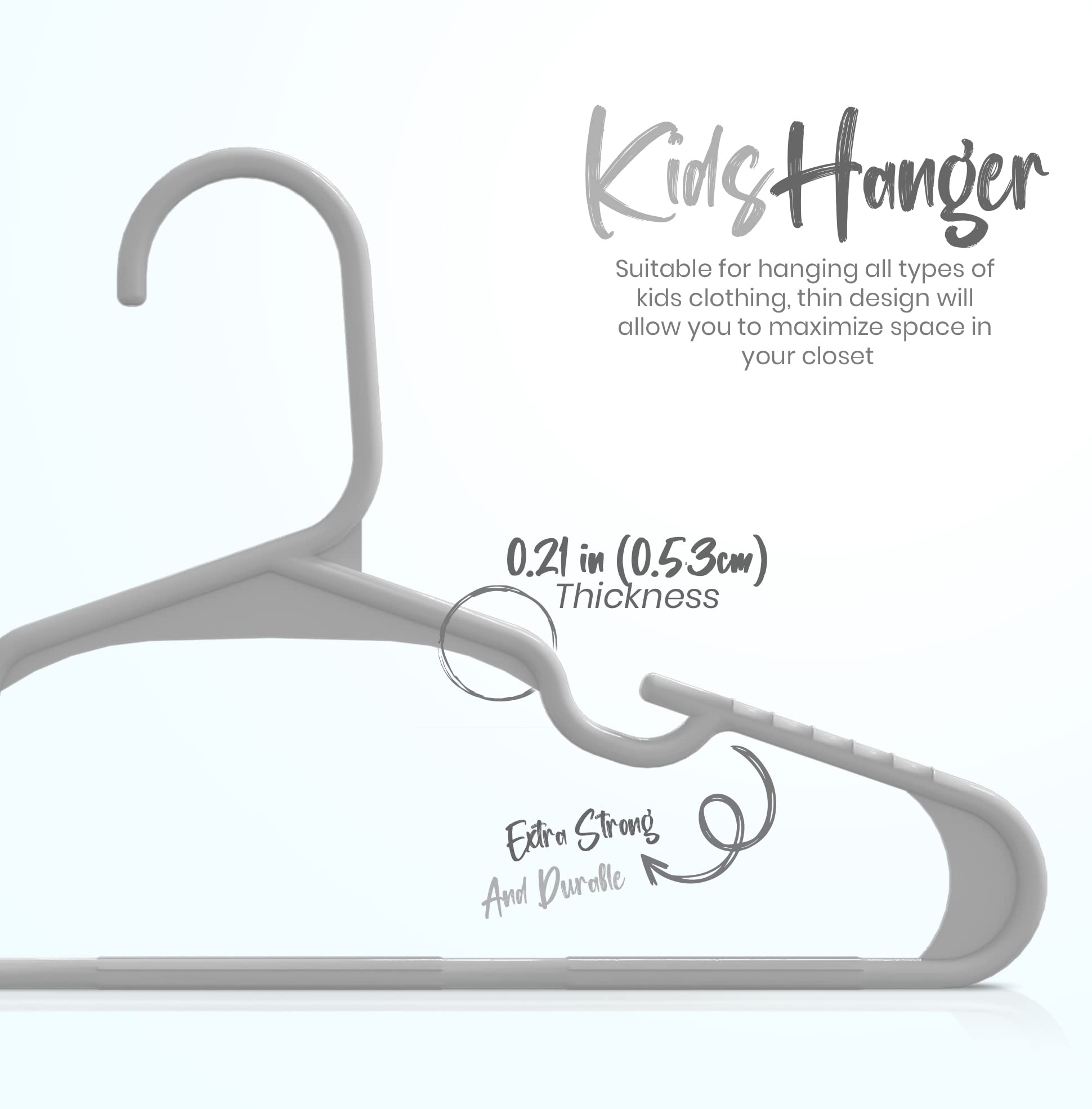 Utopia Home 11.5-inch kids hangers with shoulder grooves prevent slipping.