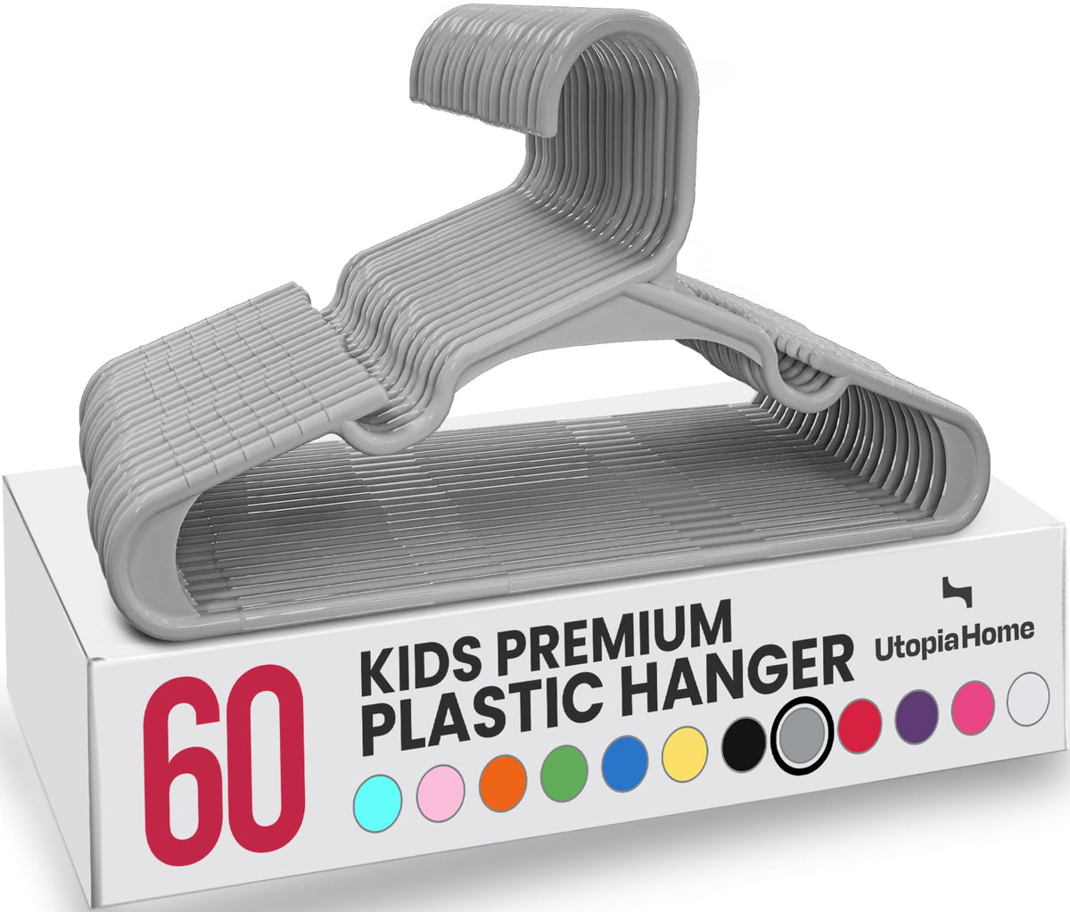 Utopia Home 60-pack kids hangers keeping tiny outfits organized and ready to wear.