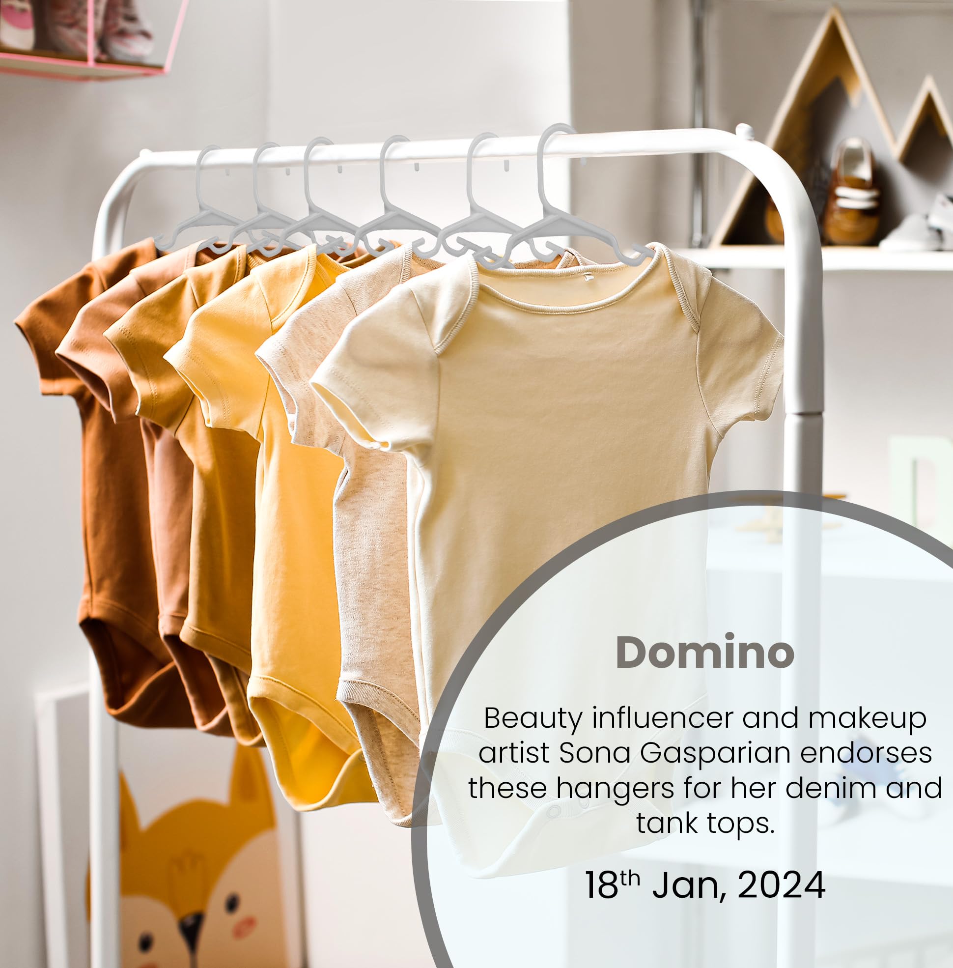 Utopia Home nursery-friendly hangers support quick outfit changes and tidy closets.