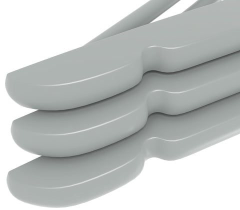 Utopia Home grey-finish wooden hangers provide a durable, polished closet look.