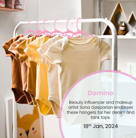 Utopia Home infant hangers help organize nursery outfits with uniform spacing