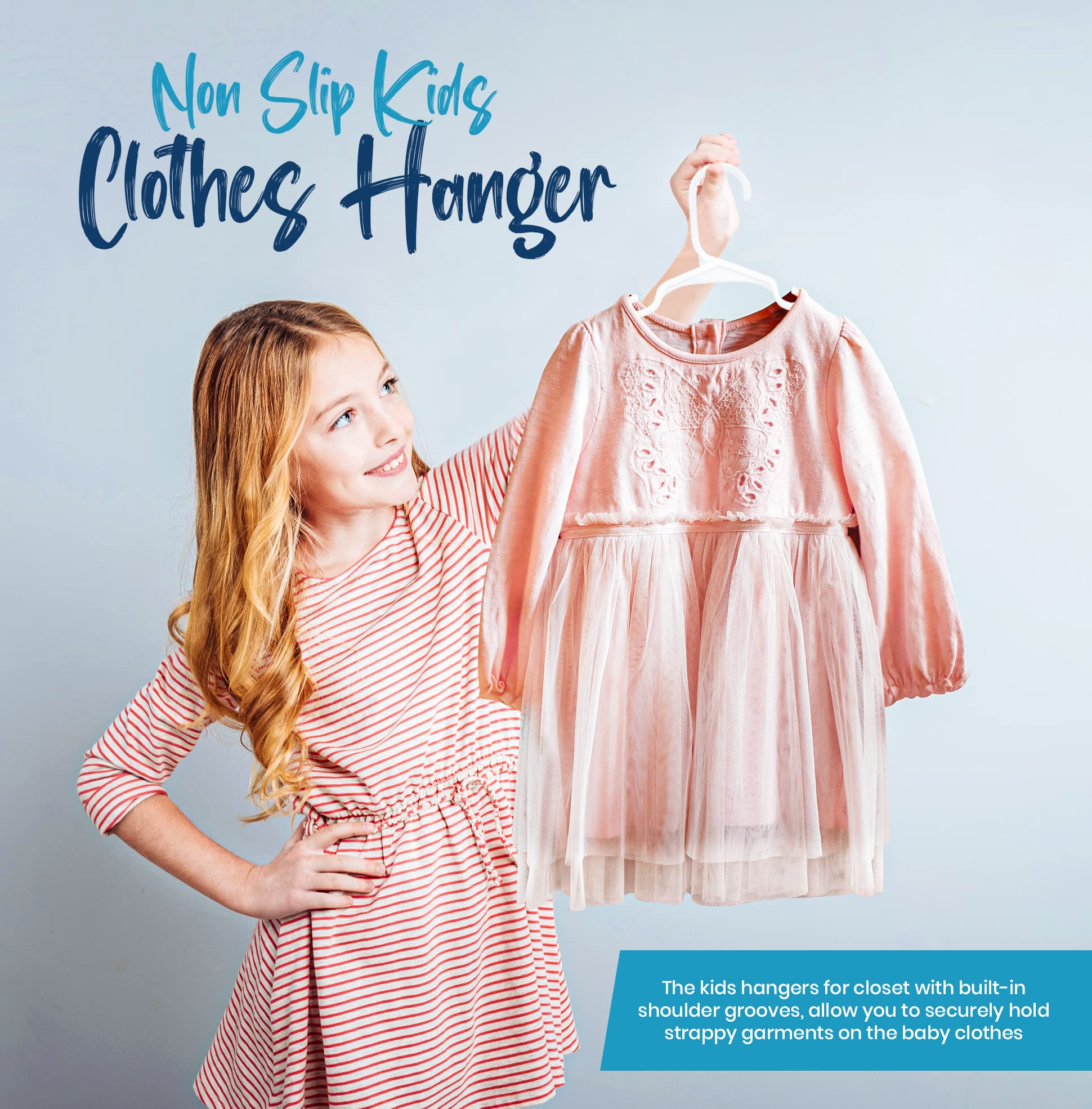 Utopia Home uniformly shaped hangers create a cohesive, clutter-free closet.