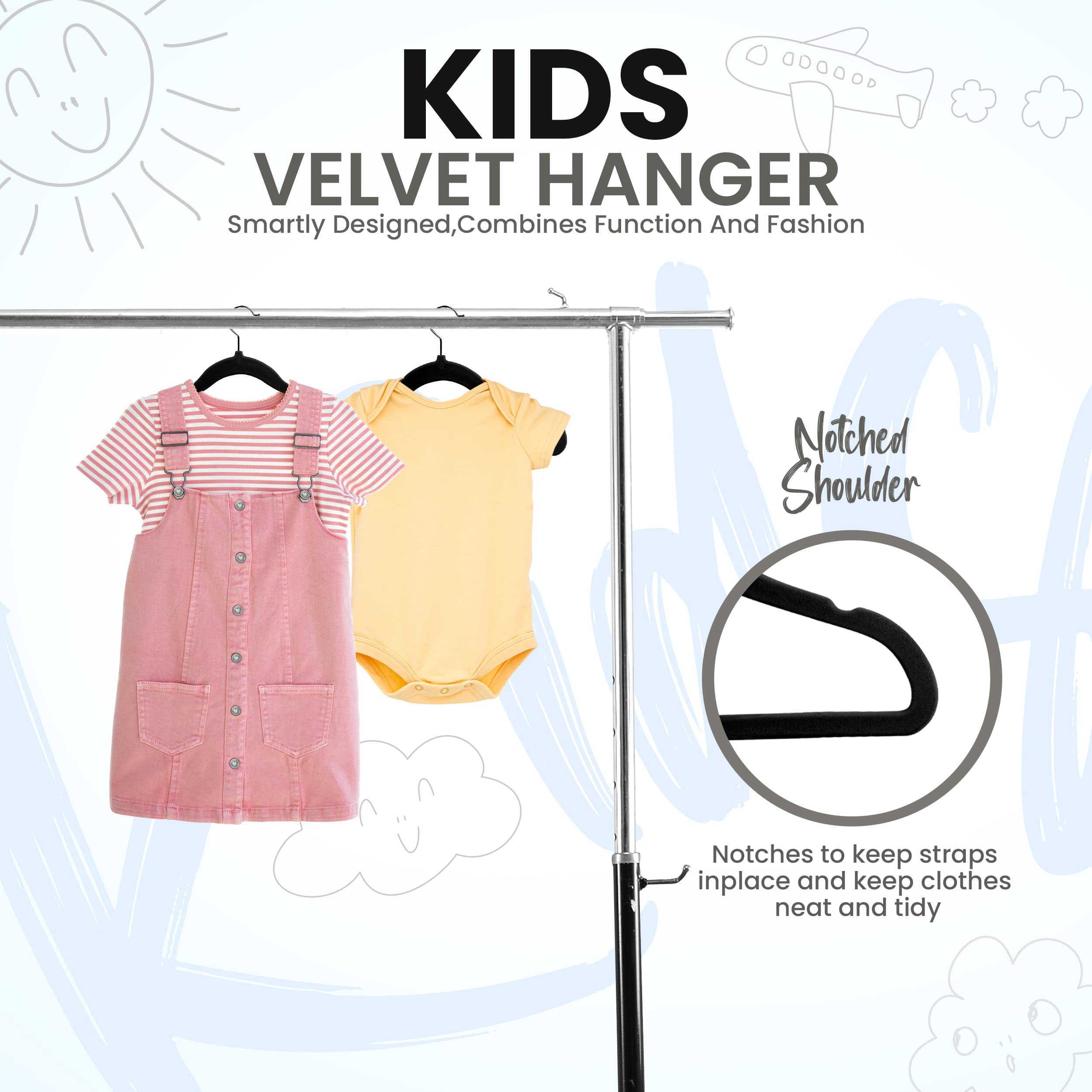 Utopia Home velvet hangers swivel 360-degree hook for easy one-handed outfit changes.