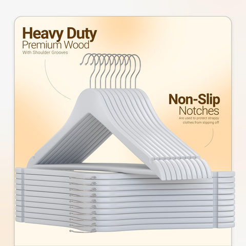 Utopia Home non-slip wooden hanger keeps shirts in place.