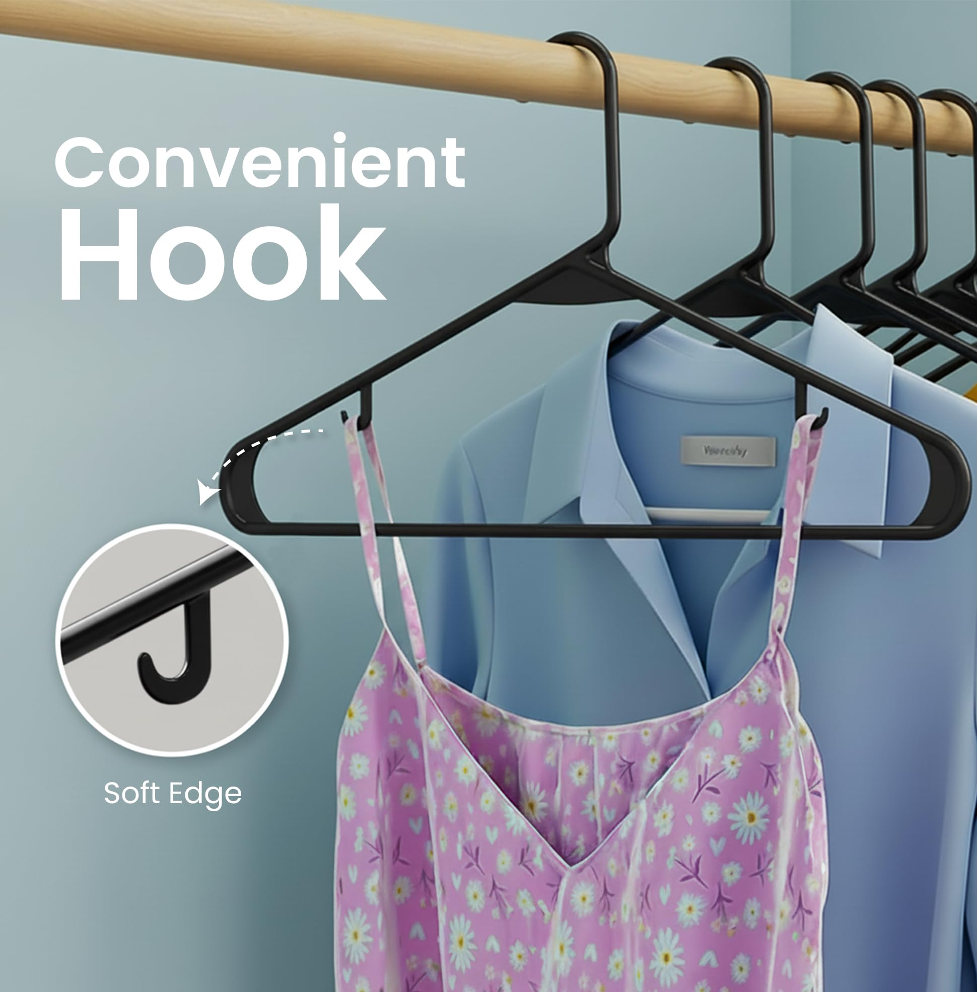 Utopia Home versatile hangers for shirts, pants, skirts, and coats.
