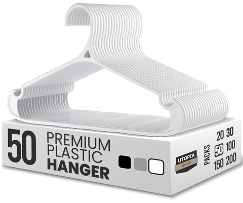 Utopia Home plastic hangers with a slender profile for space-saving organization