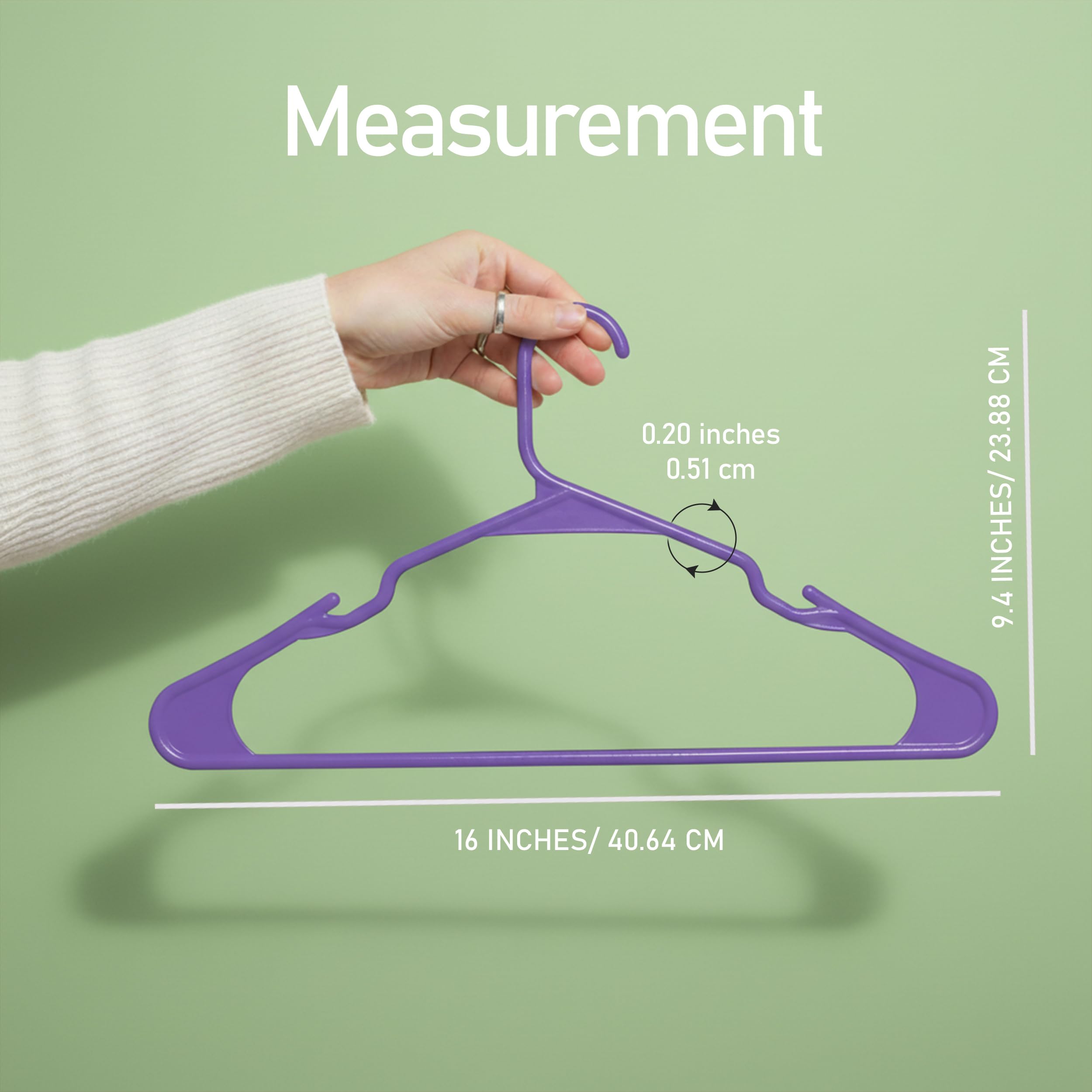 Utopia Home plastic hangers with slim-profile maximize closet space and visibility.