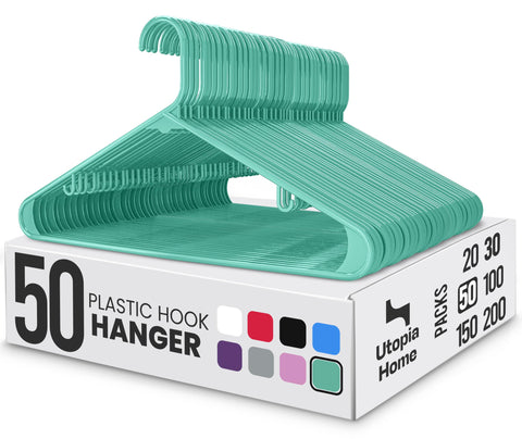 Utopia Home 50-pack space-saving plastic hangers for compact closets.