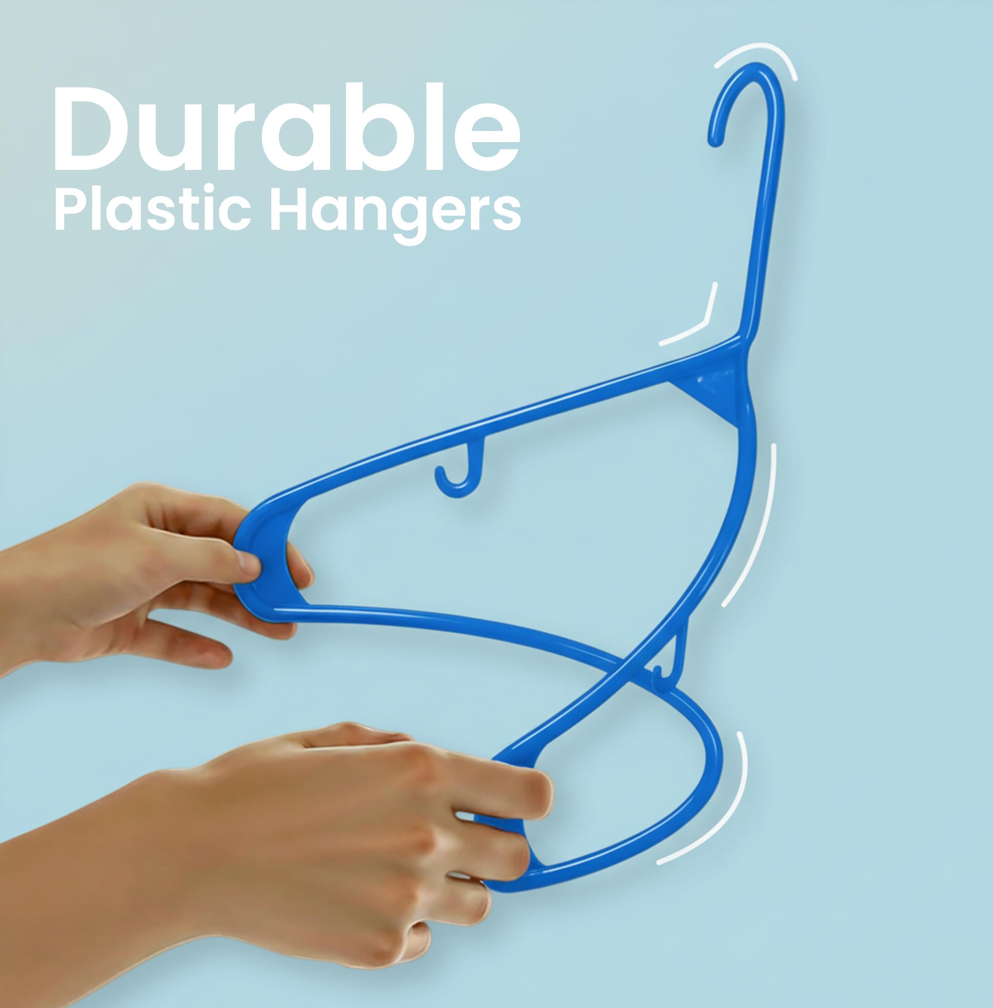Utopia Home blue hangers adding coordinated color to closet organization