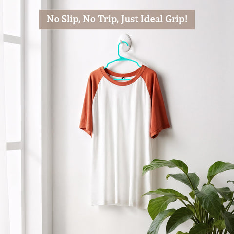 Utopia Home Aqua hangers contribute to a tidy, accessible wardrobe.
