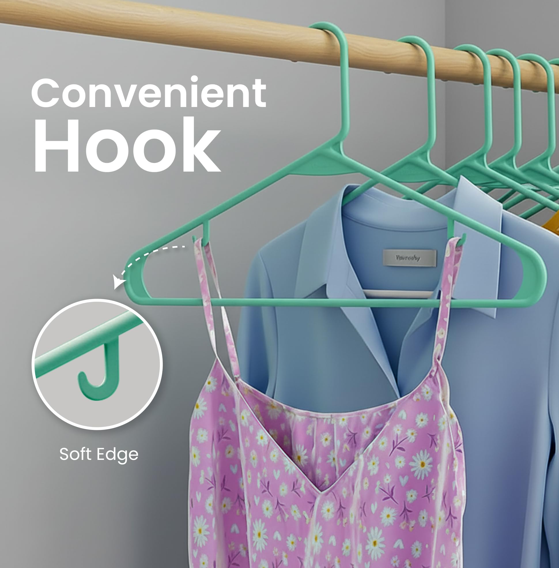 Utopia Home versatile hangers support shirts, pants, skirts, coats.