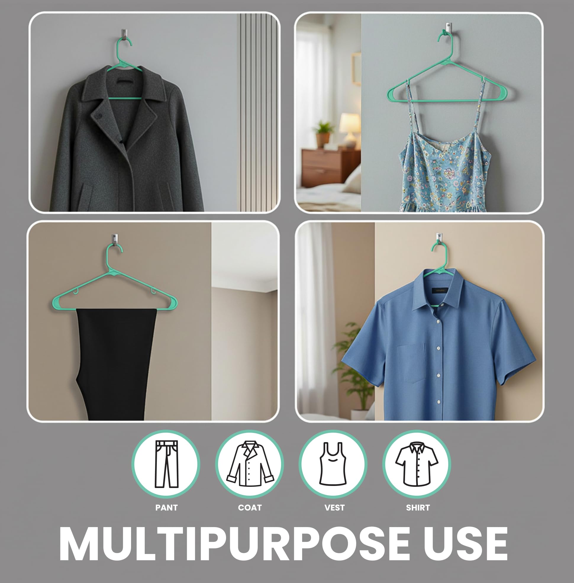 Utopia Home slim-design hangers maximize closet space and neatness.