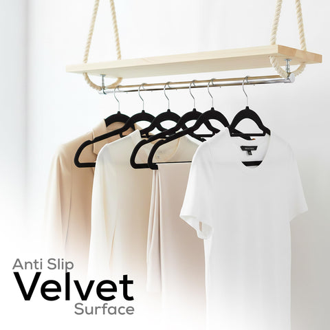 Utopia Home Slim-profile Velvet Hangers maximize closet space.