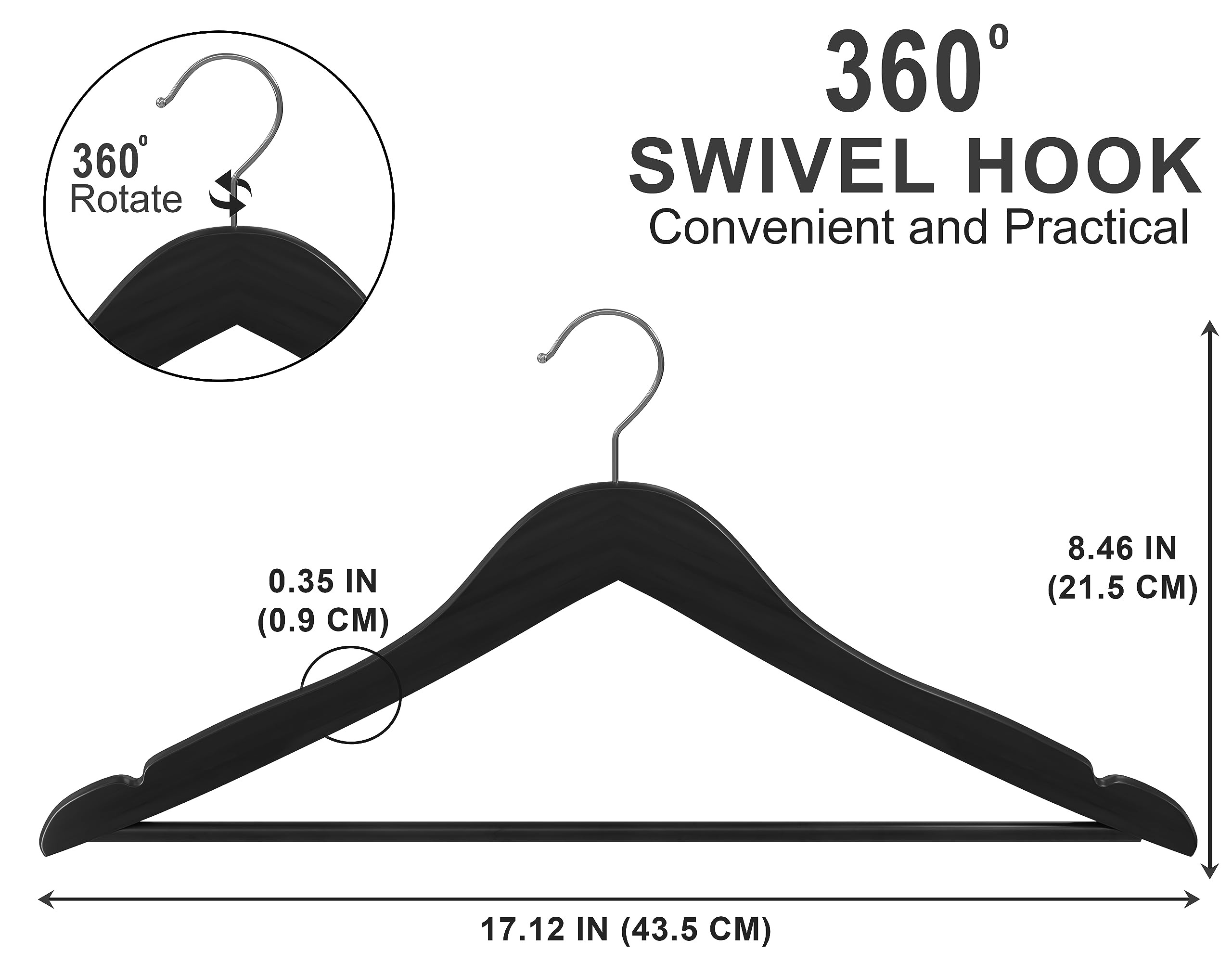 Utopia Home Premium Wooden Hangers 20 Pack 360-degree hook enables easy access to outfits