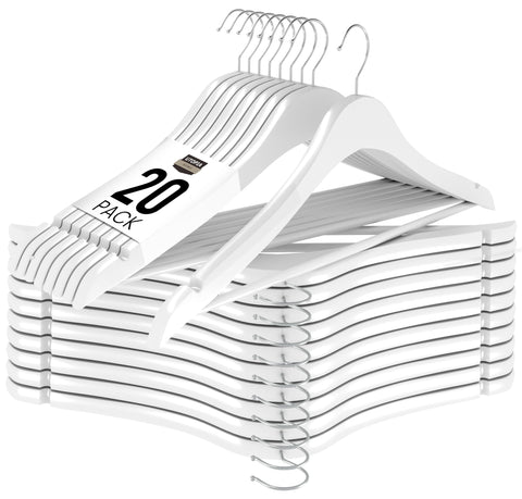 Utopia Home premium wooden hanger with a compact profile for space-saving storage