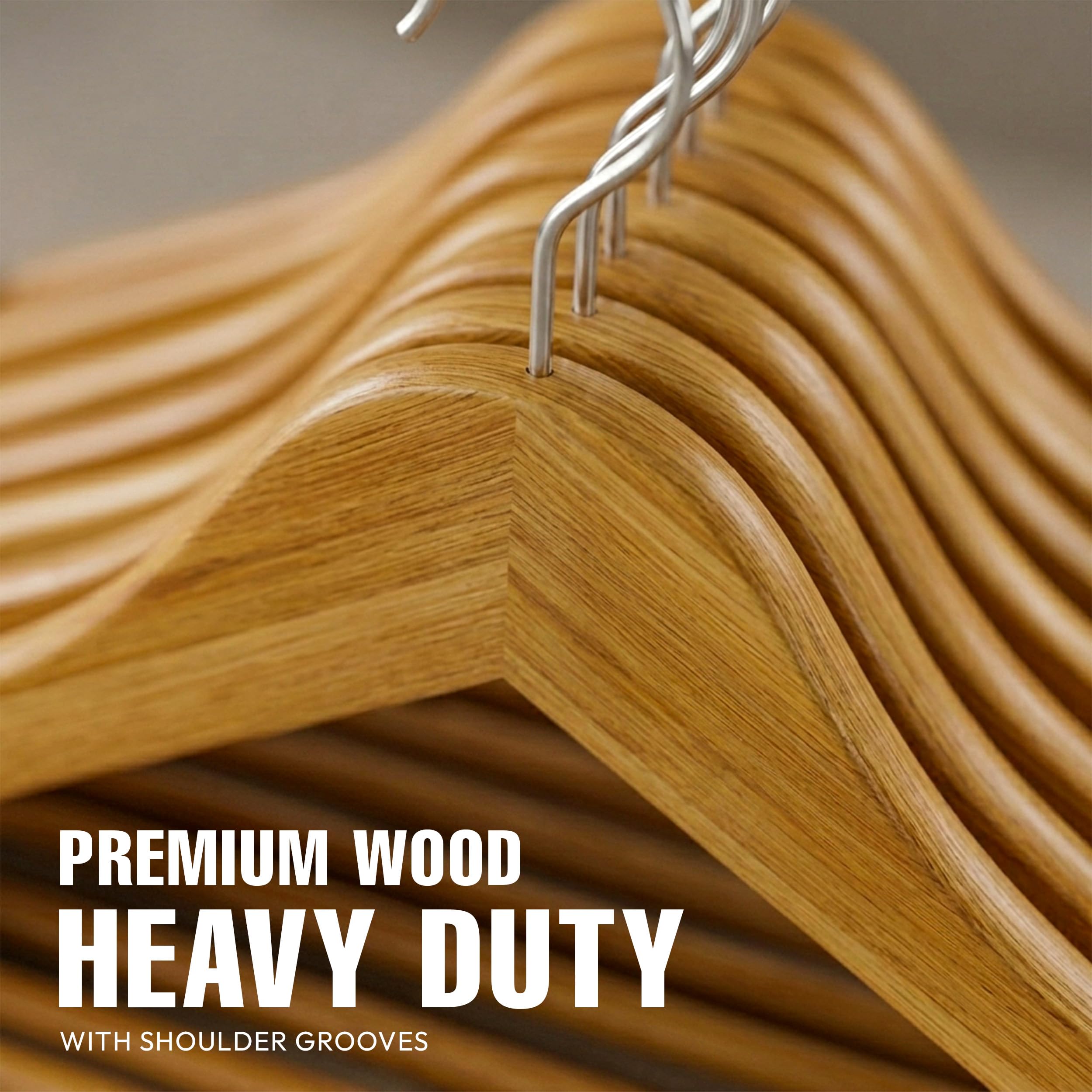 Utopia Home non-slip wooden hanger with shoulder notches prevents slips and fabric stretching.