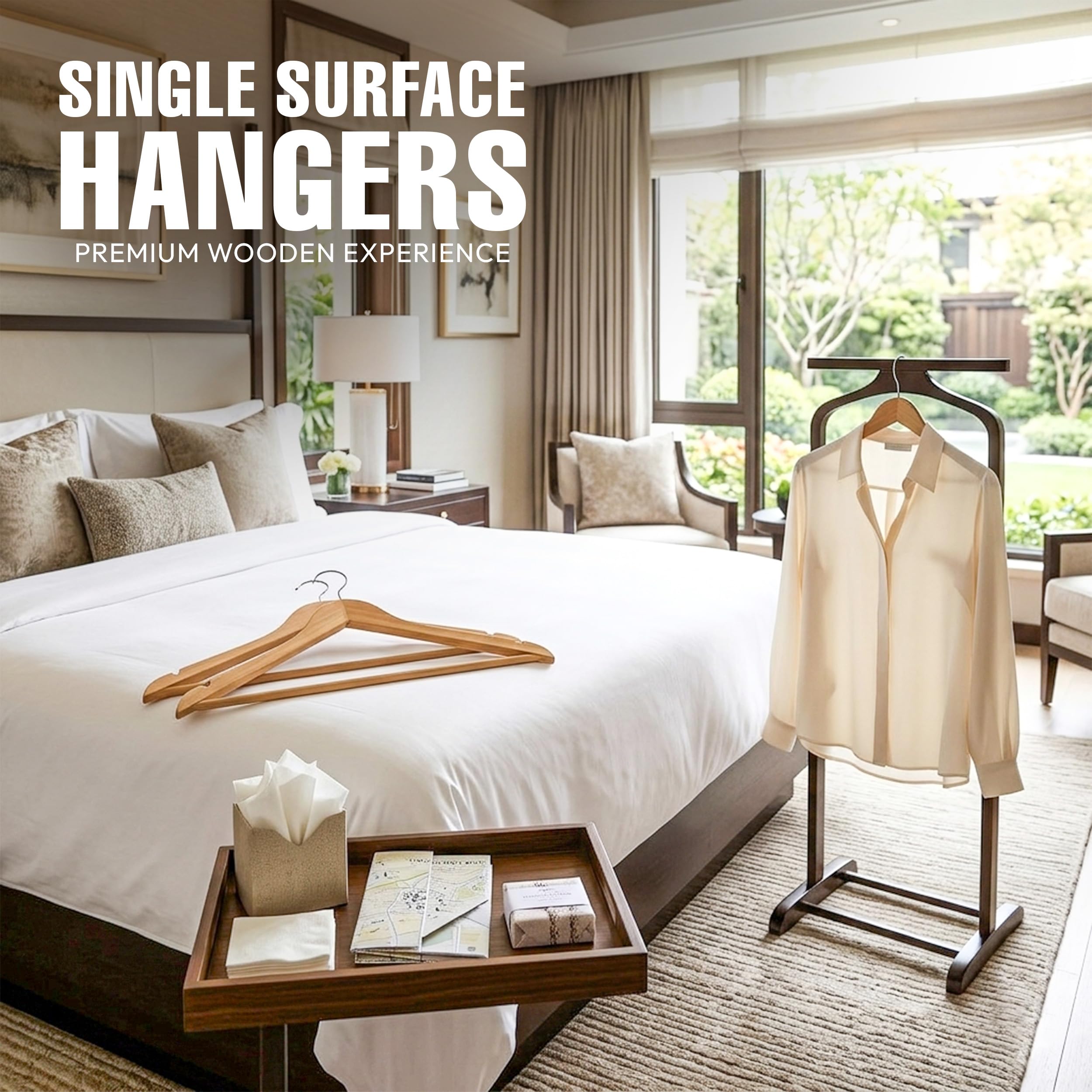 Utopia Home versatile wooden hanger for pants, suits, and sweaters with durable contoured shoulders.