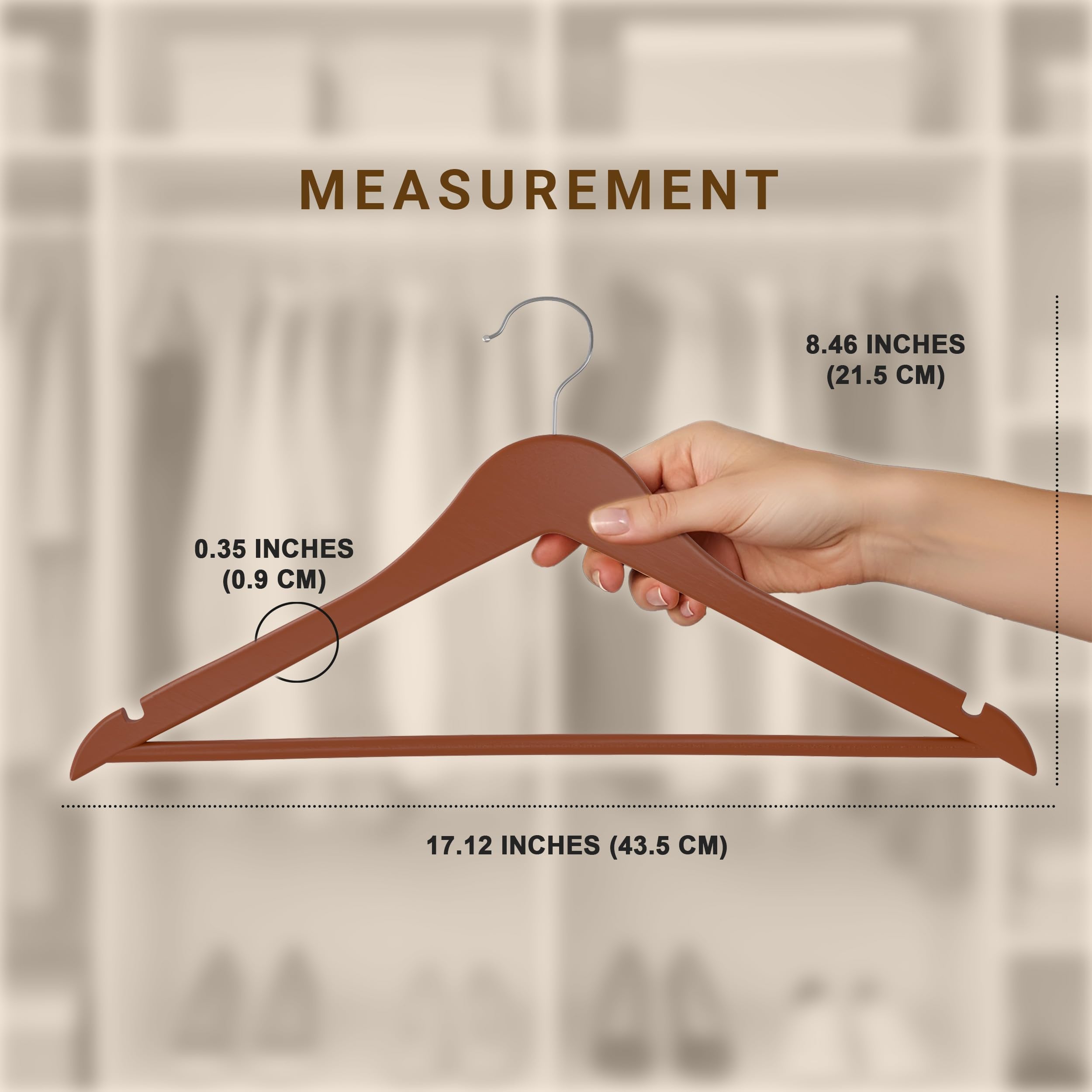 Utopia Home premium wooden hangers with 360-degree rotating hook provide easy access