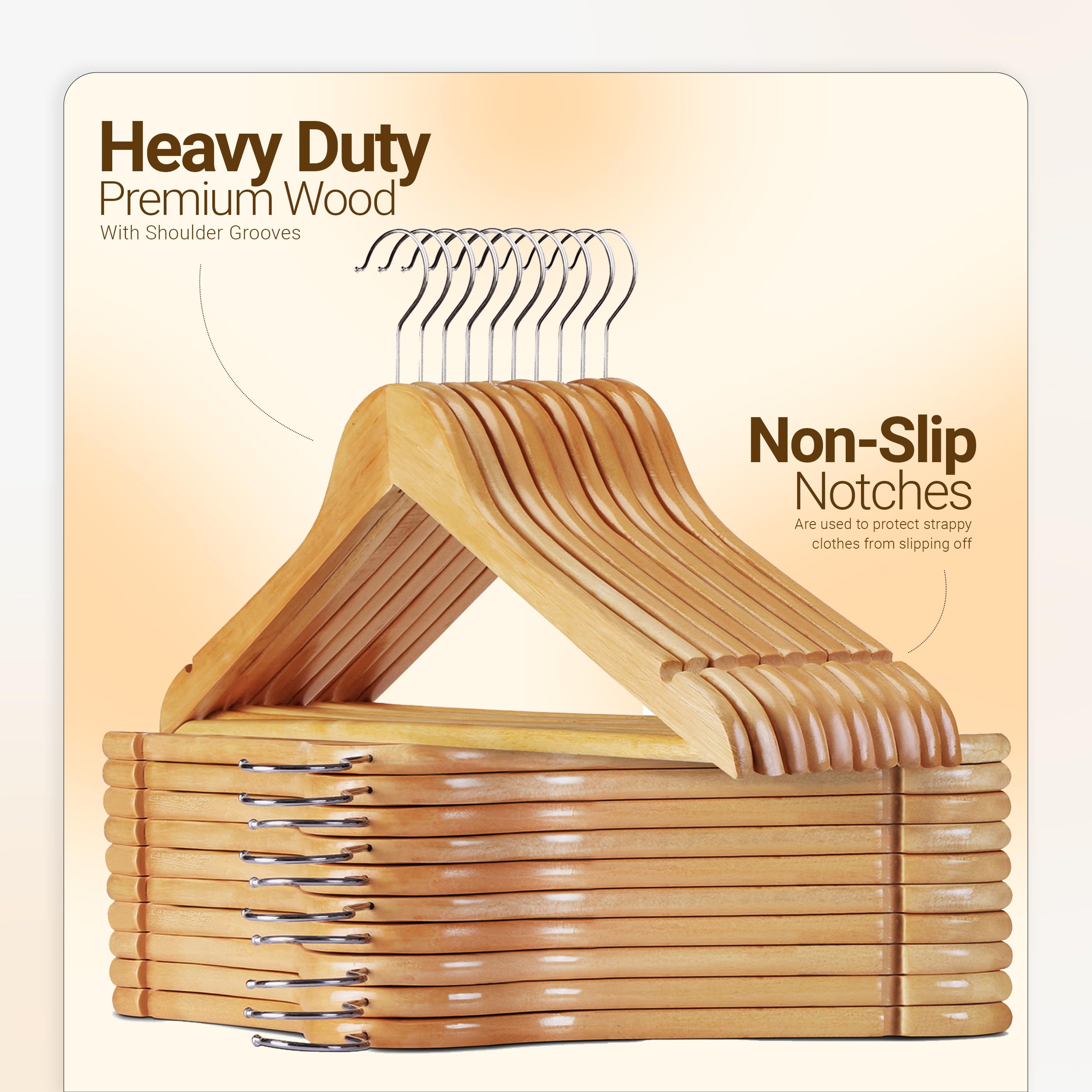 Utopia Home contoured shoulders wooden hanger preserves shape