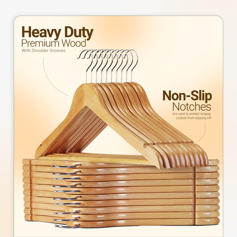 Utopia Home contoured shoulders wooden hanger preserves shape