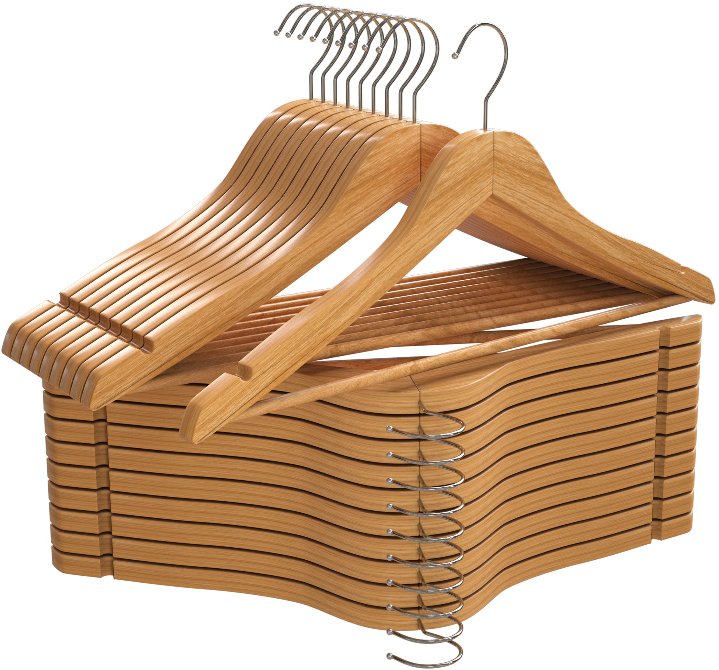 Utopia Home durable wood hanger resists bending with heavy coats