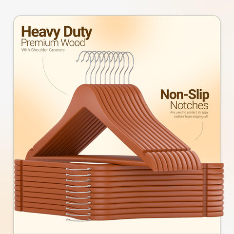 Utopia Home premium wooden hangers feature non-slip design prevent slipping