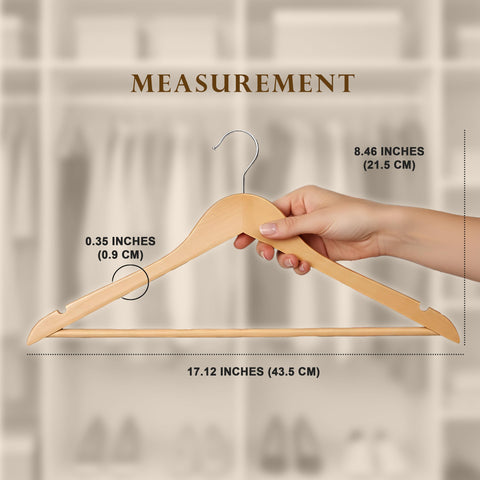 Utopia Home wooden hanger with non-slip notches keeps garments in place