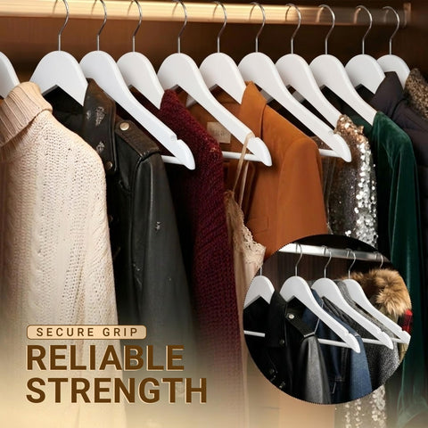 Utopia Home slim wooden hanger saves closet space.