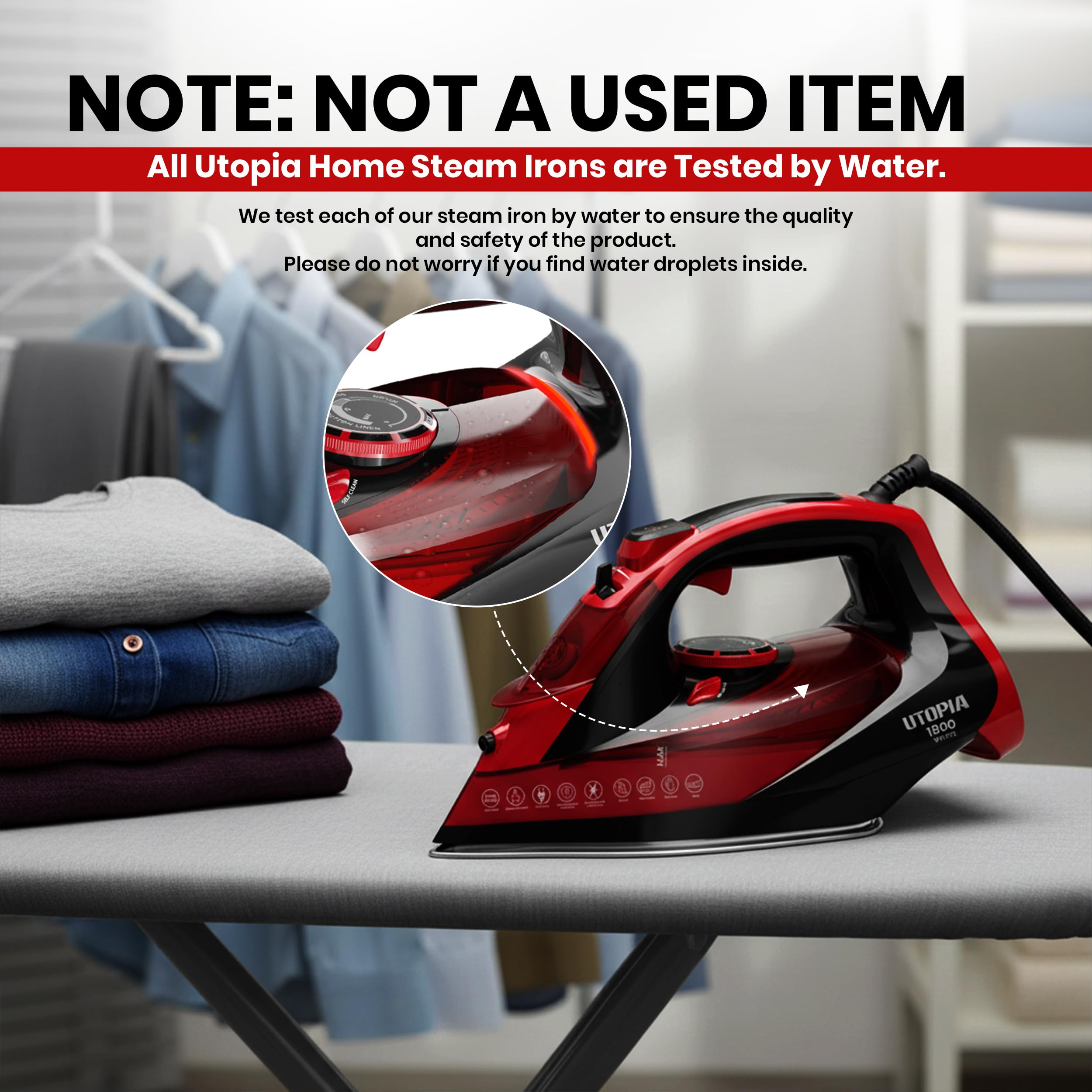 Utopia Home steam iron with 3-way auto-off for safe ironing